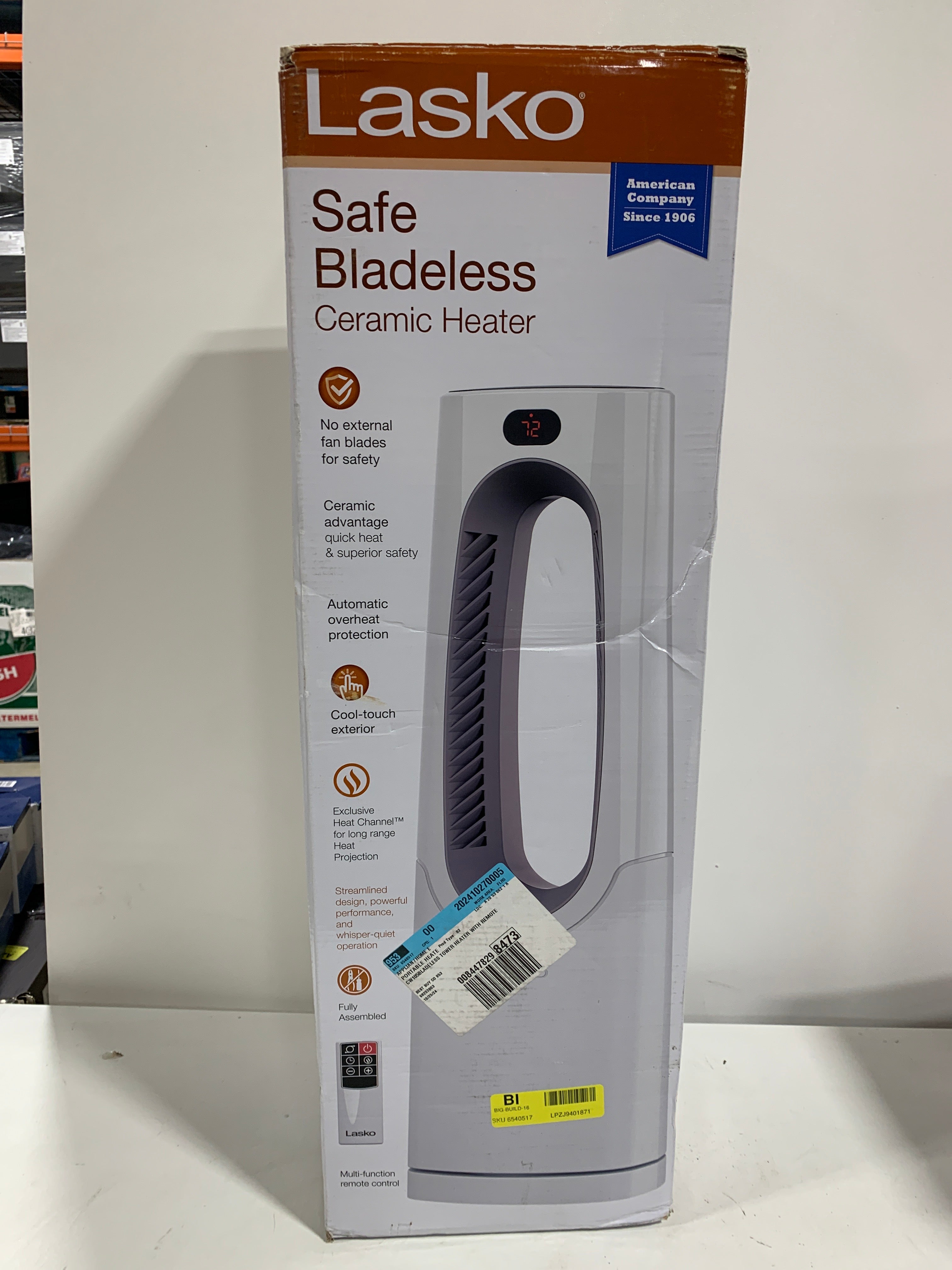 No Remote Lasko - 1500-Watt Bladeless Ceramic Tower Space Heater with Time - *Home Environment