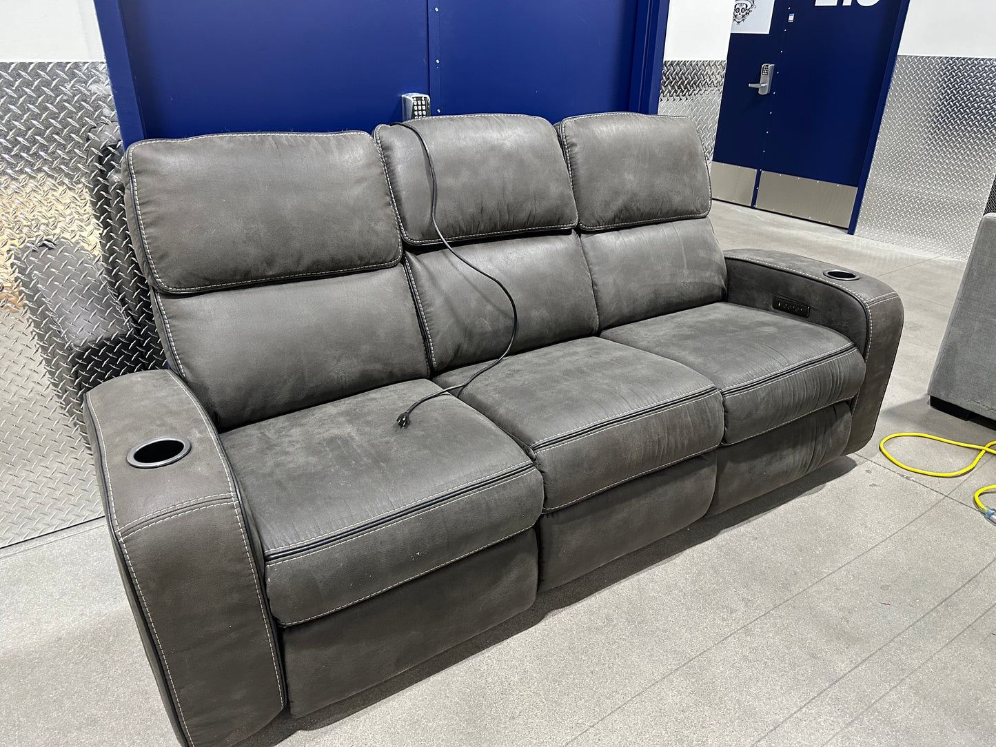 Used Matteus Fabric Power Reclining Sofa with Drop Down Table