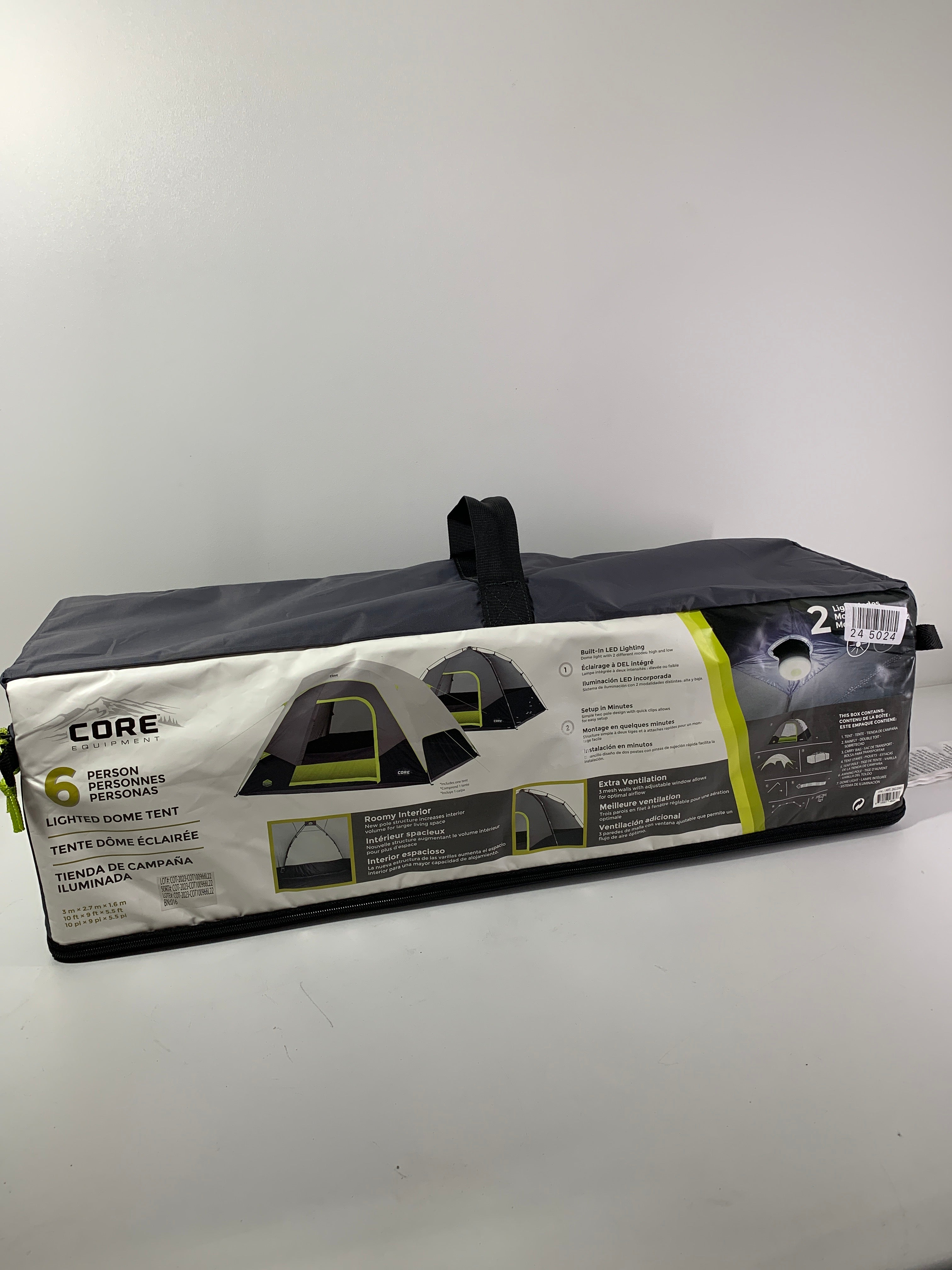 CORE 6-person Lighted Dome Tent with Half Rainfly