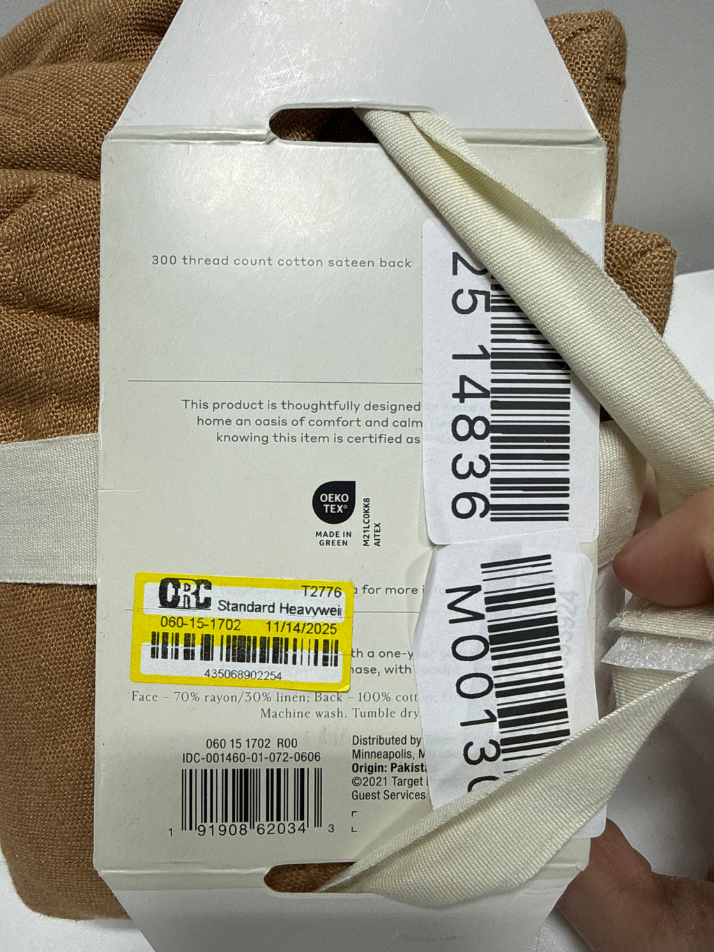 Standard Heavyweight Linen Blend Quilt Pillow Sham Warm Brown - Casaluna™: Zipper Closure OEKO-TEX Certified - *Bedding