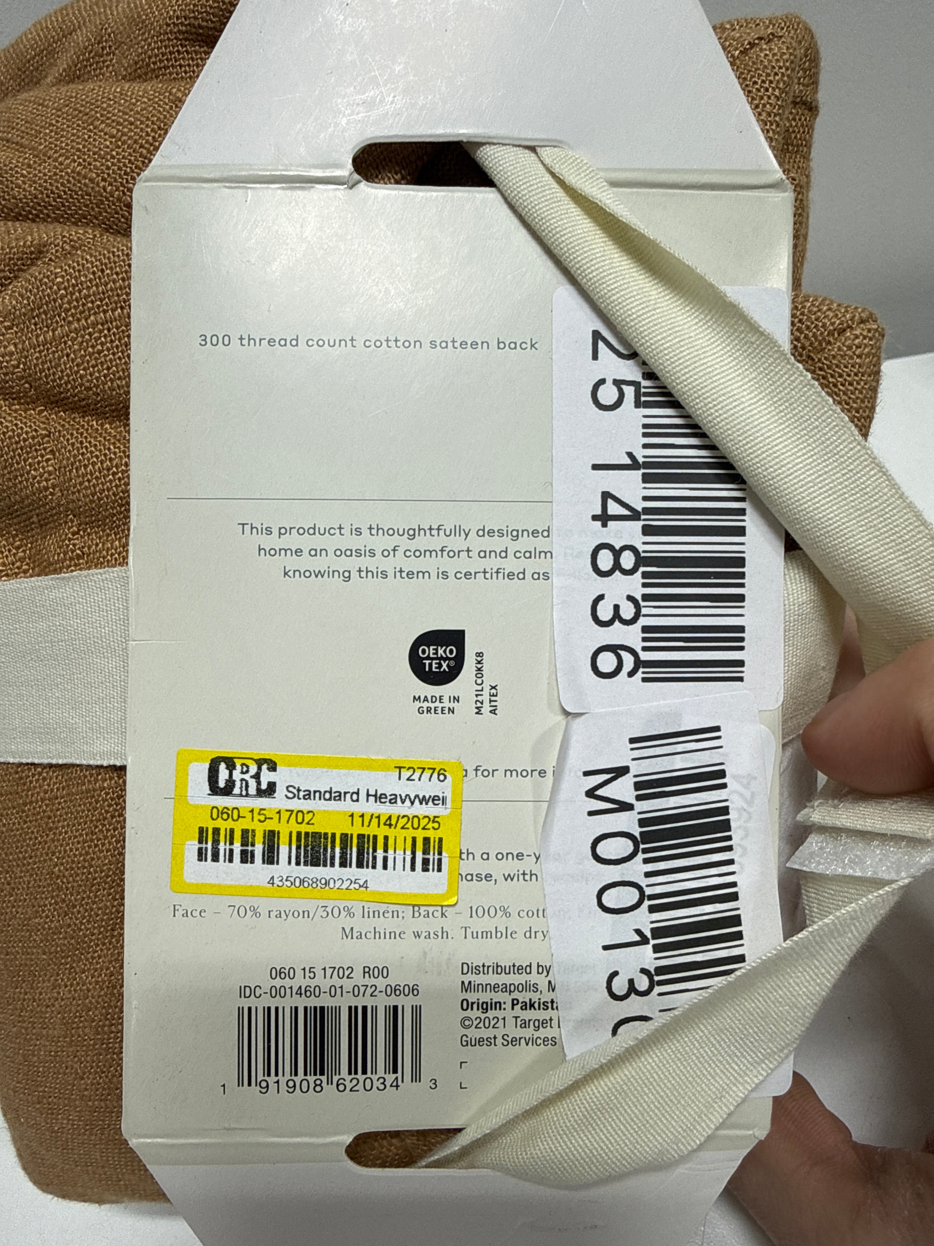 Standard Heavyweight Linen Blend Quilt Pillow Sham Warm Brown - Casaluna™: Zipper Closure OEKO-TEX Certified - *Bedding