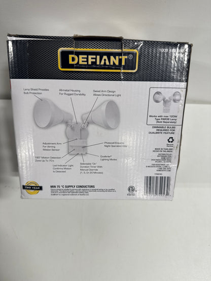Defiant PAR 180-Degree White Motion Activated Wired Outdoor 2-Head Dusk-to-Dawn Security Flood Light