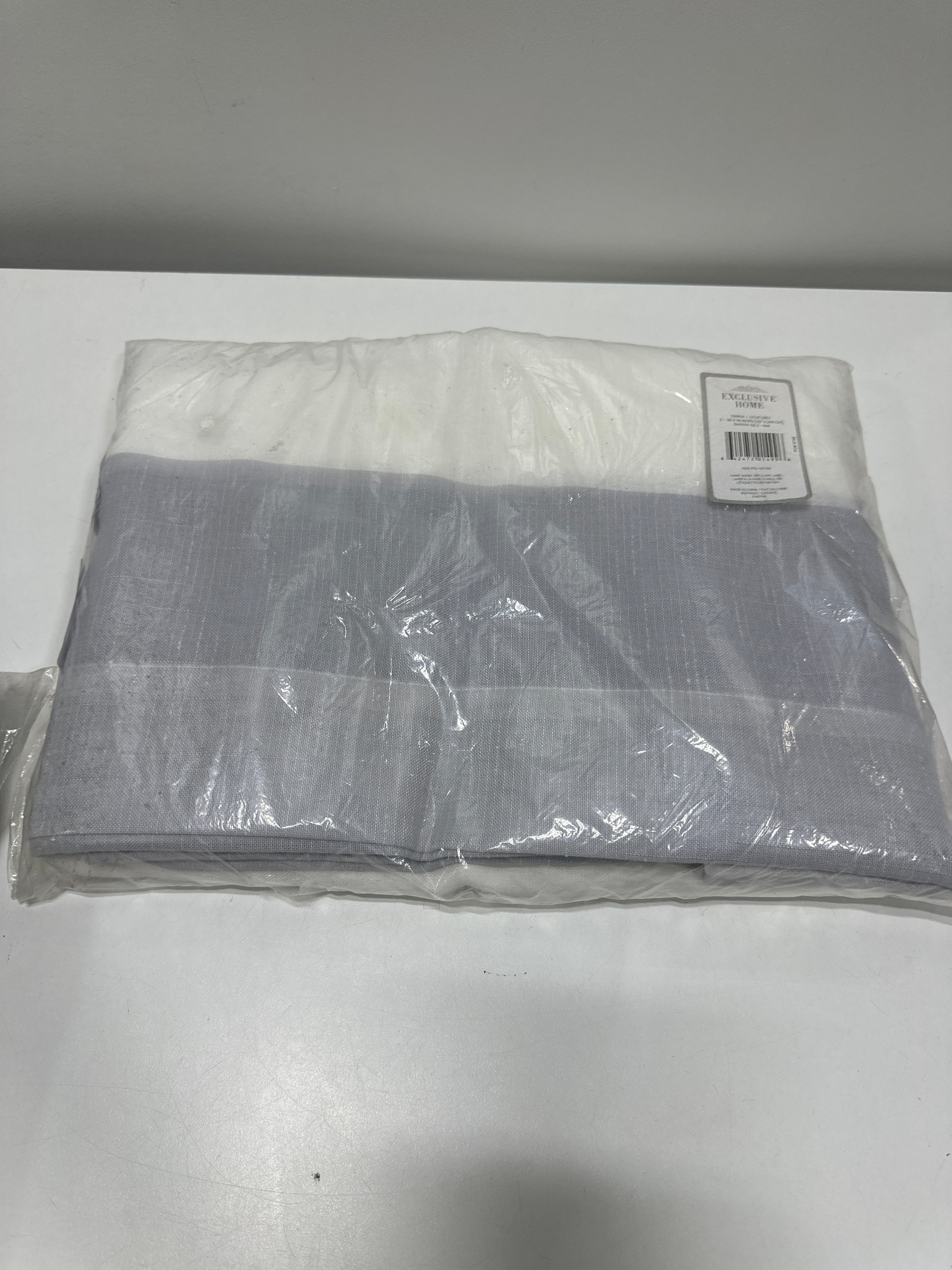 Exclusive Home Darma Sheer Linen Rod Pocket Curtain Panel Pair 50 X96 Dove Grey