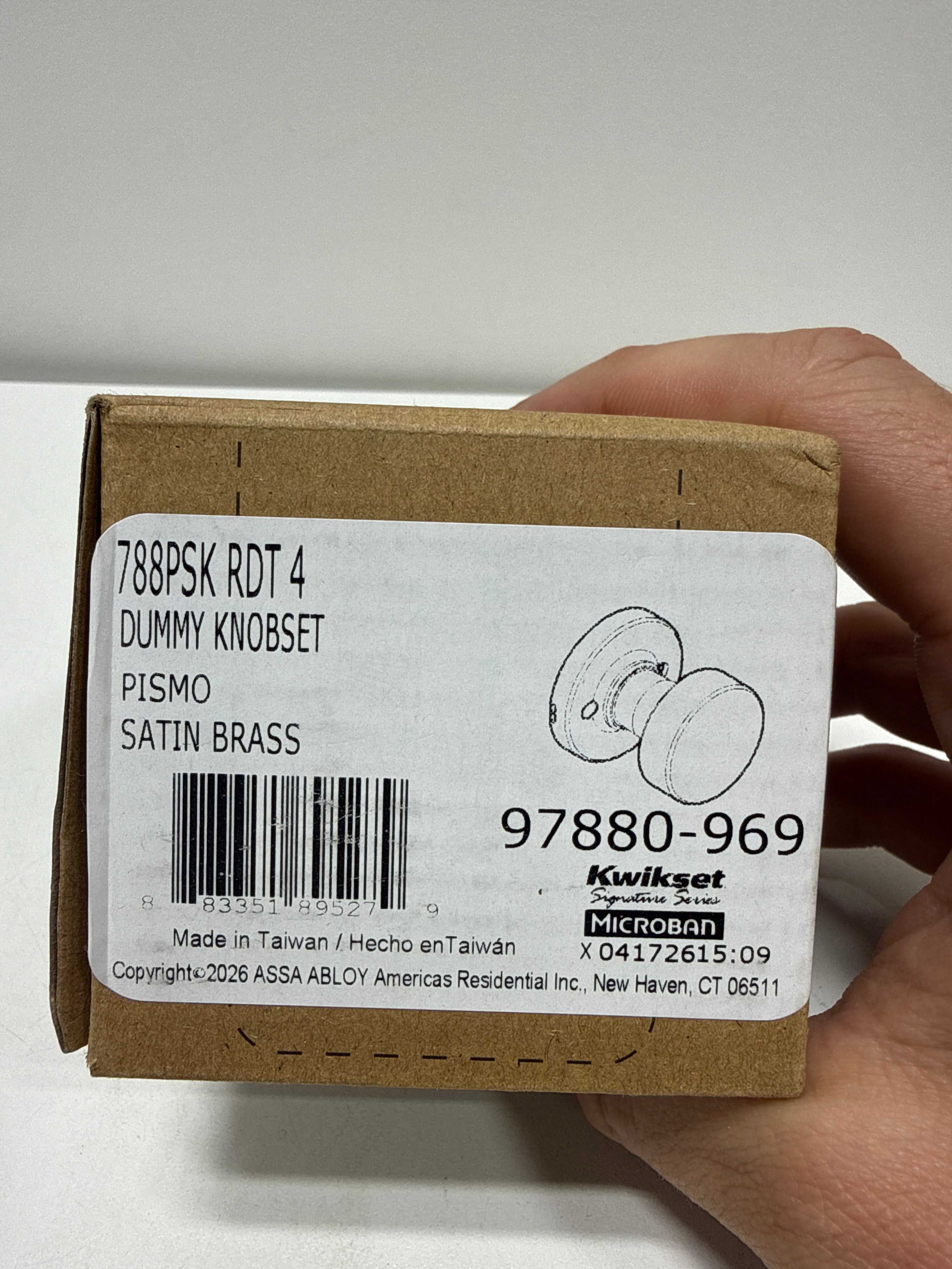 Kwikset 788Pskrdt Pismo Non-Turning One-Sided Dummy Door Knob - Brass