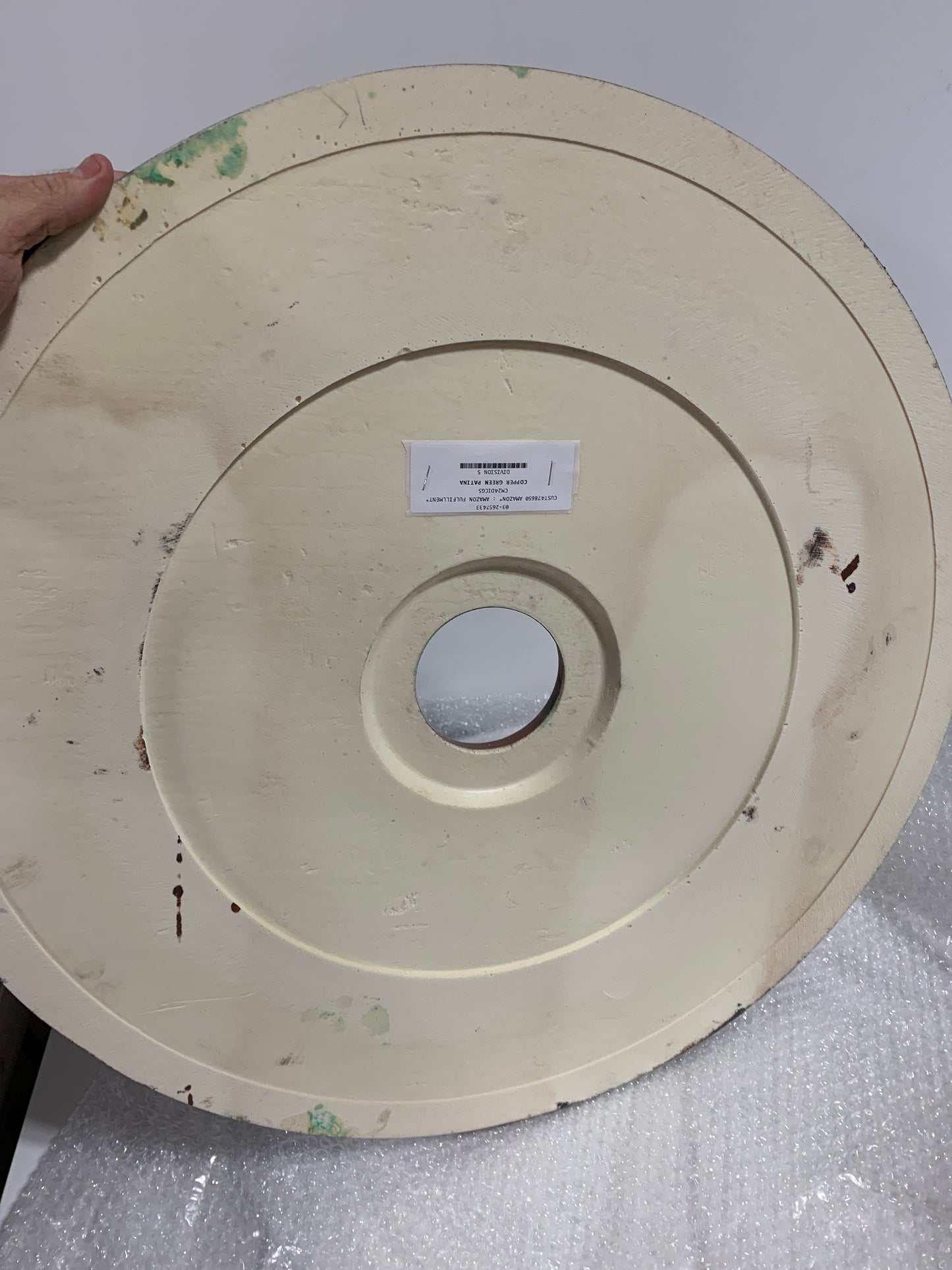 Ekena Millwork CM24DICGS Diane Ceiling Medallion, 24"OD x 3 5/8"ID x 1 1/4"P (Fits Canopies up to 6 1/4"), Hand-Painted Copper Green Patina