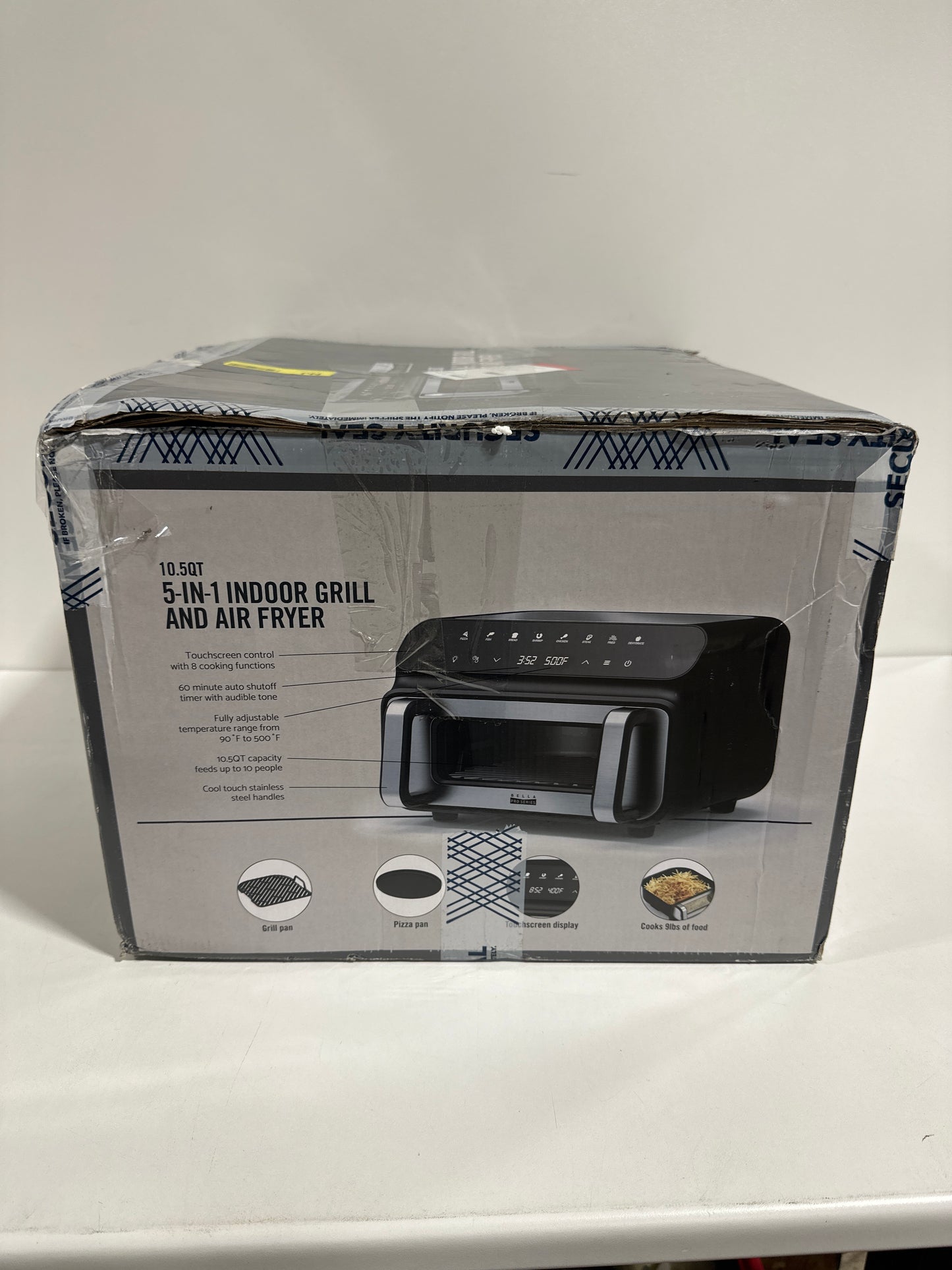 Bella PRO - 10.5-qt. Touchscreen 5-in-1 Indoor Grill & Air Fryer - Stainless Steel