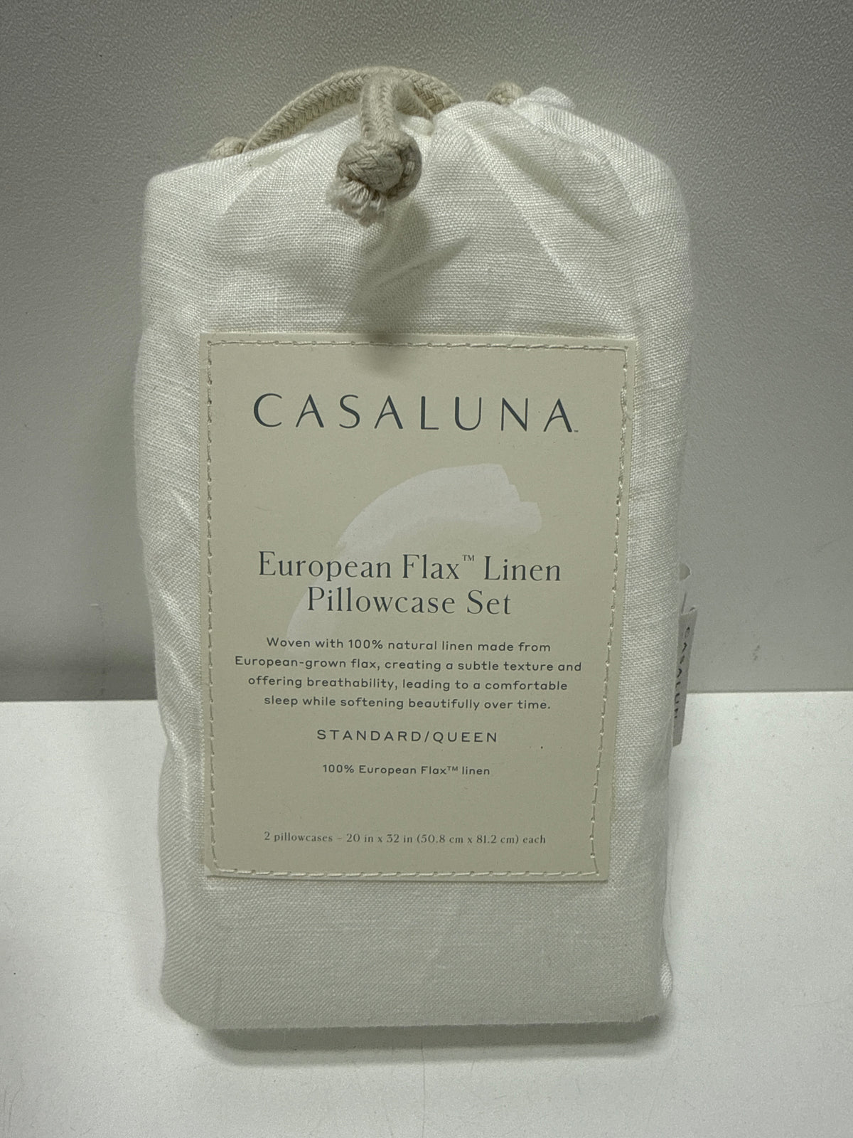 Standard 100% Linen Pillowcases White - Casaluna - *Bedding