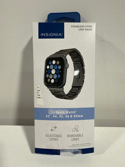 Insignia™ - Stainless Steel Link Band for Apple Watch 44mm, 45mm, 46mm Series 10, and Apple Watch Ultra 49mm (All Series) - Black