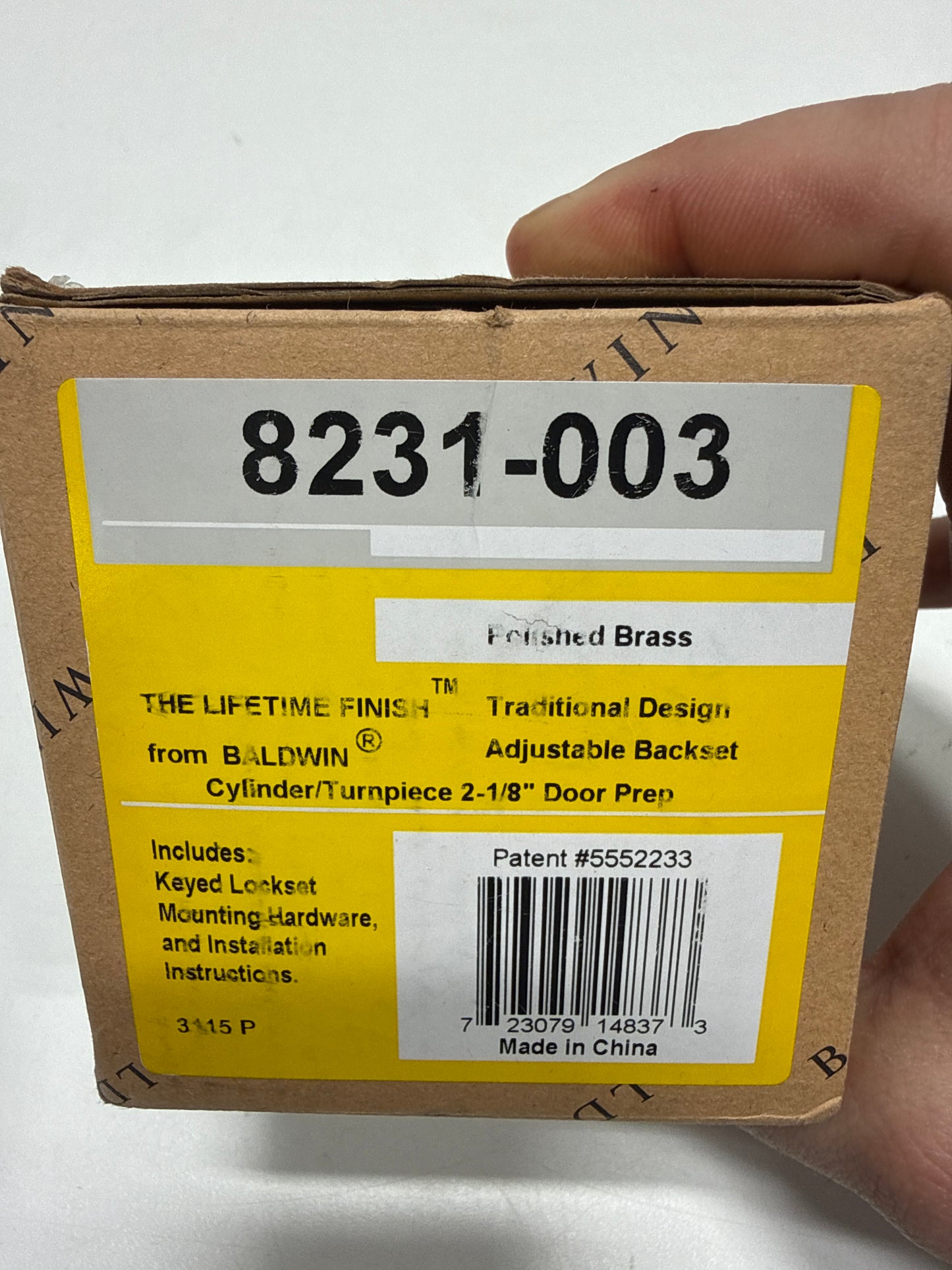 Baldwin Estate 8231.003 Low Profile Traditional Single Cylinder Deadbolt in Lifetime Polished Brass