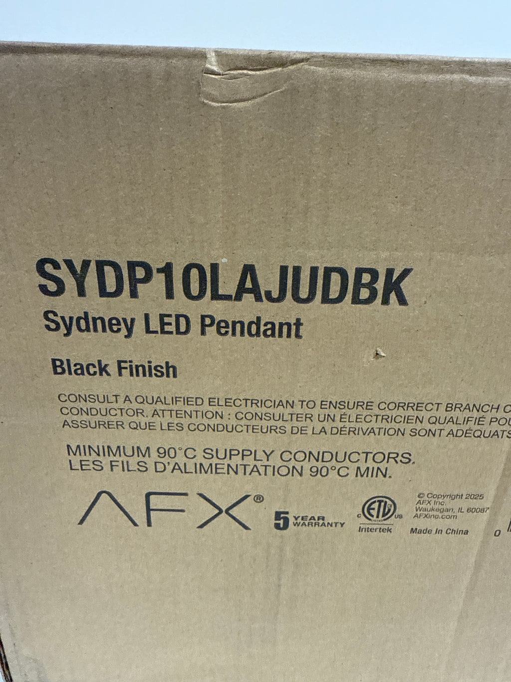 Sydney 21-Watt 1 Light Black Shaded Integrated LED Pendant Light with Frosted Glass Shade - *Lighting & Electrical