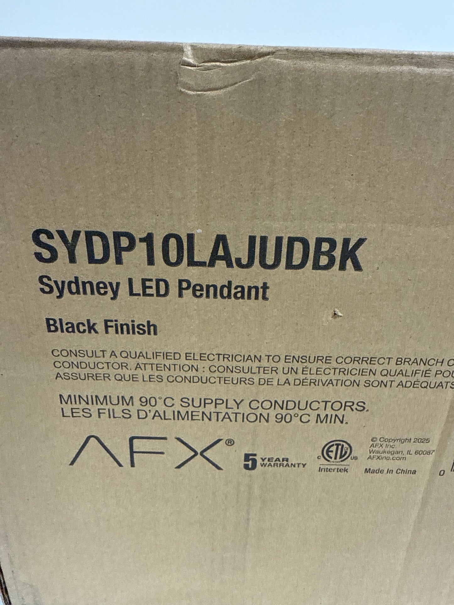 Sydney 21-Watt 1 Light Black Shaded Integrated LED Pendant Light with Frosted Glass Shade