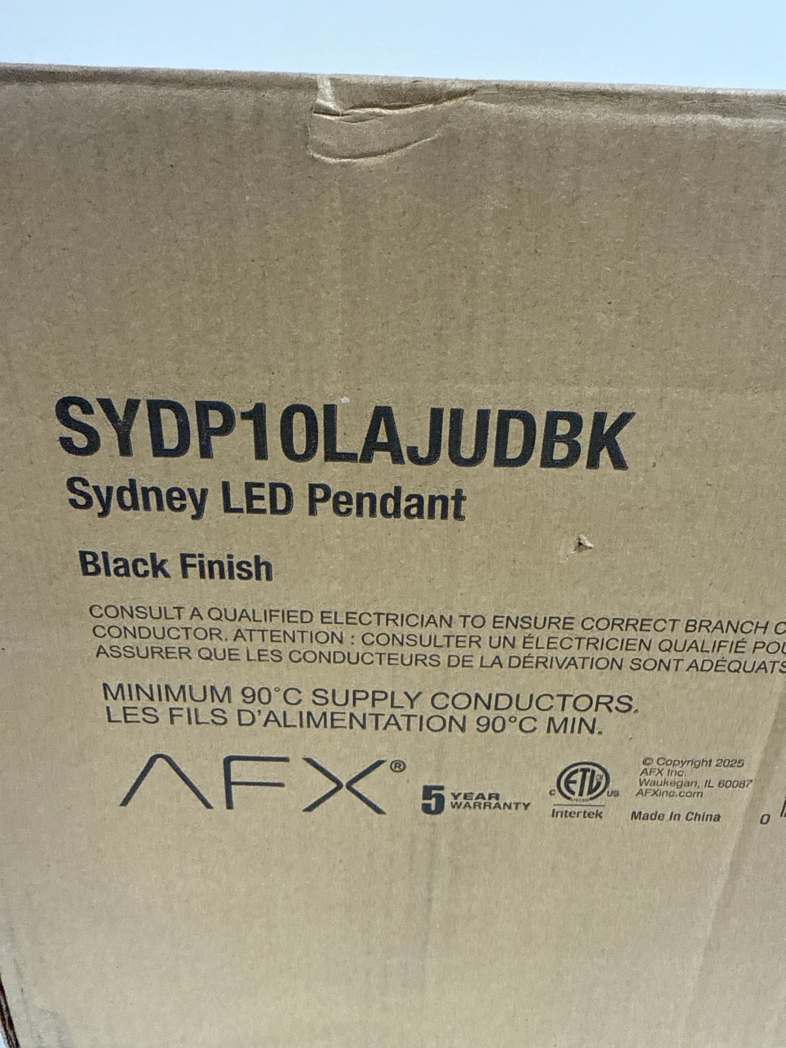 Sydney 21-Watt 1 Light Black Shaded Integrated LED Pendant Light with Frosted Glass Shade - *Lighting & Electrical