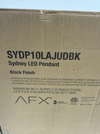 Sydney 21-Watt 1 Light Black Shaded Integrated LED Pendant Light with Frosted Glass Shade