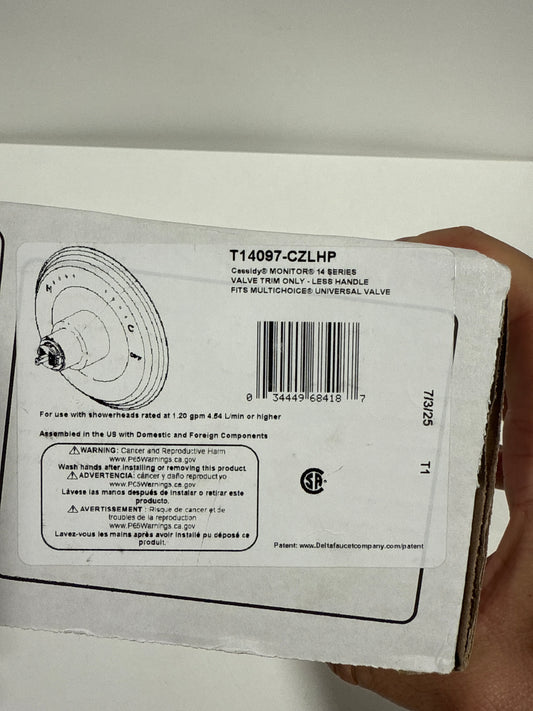 Delta Cassidy Monitor 14 Series Single Function Pressure Balanced Valve Trim Only