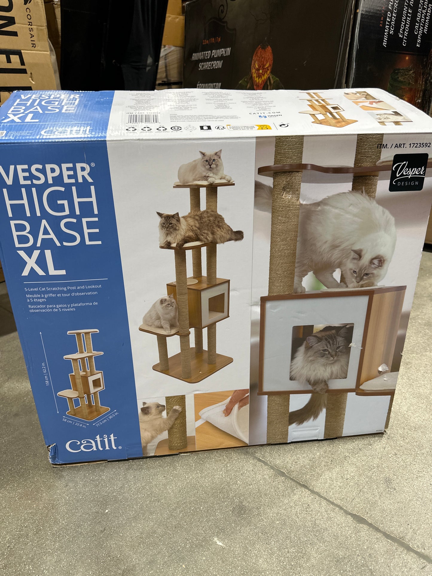 Vesper High Base Extra Large Cat Tree, Cat Furniture, 52060, Walnut