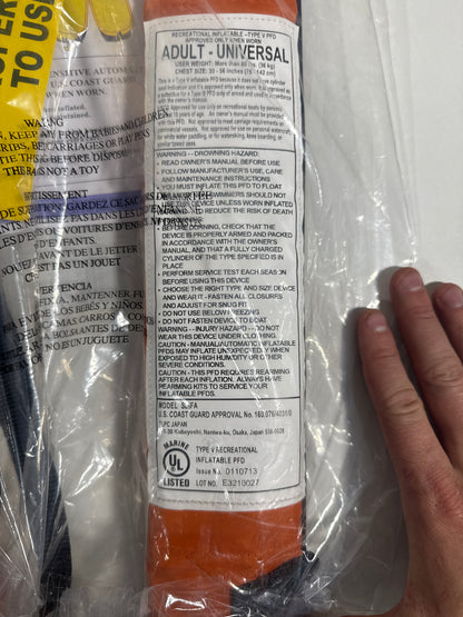 Saguaro 24 Gram Inflatable PFD – Automatic (Papaya/Black)