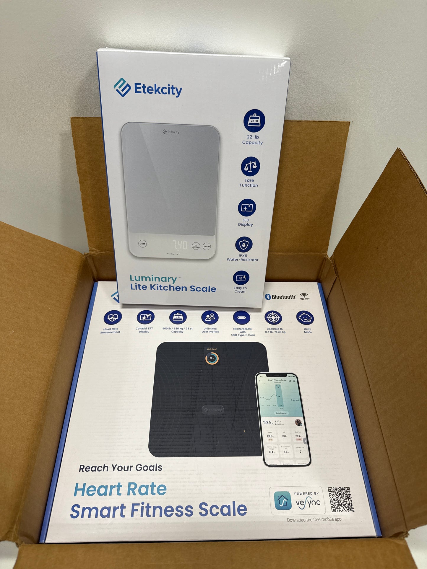 Etekcity Wellness Bundle: Smart Fitness Scale + Kitchen Scale