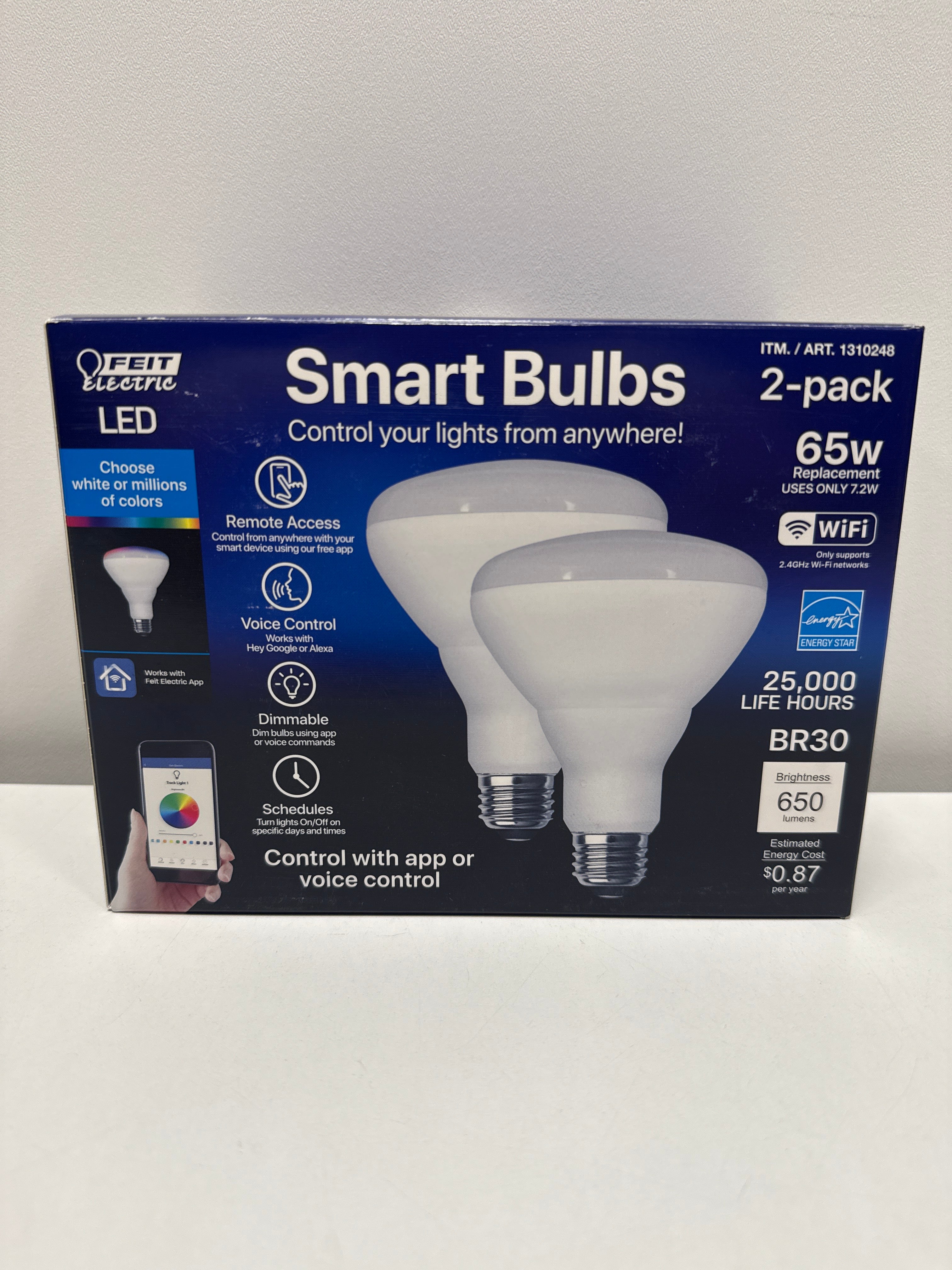 2 x Feit Electric WiFi BR30 Smart Bulb