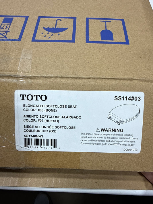 TOTO SS114 SoftClose Elongated Closed-Front Toilet Seat and Lid Bone Toilets