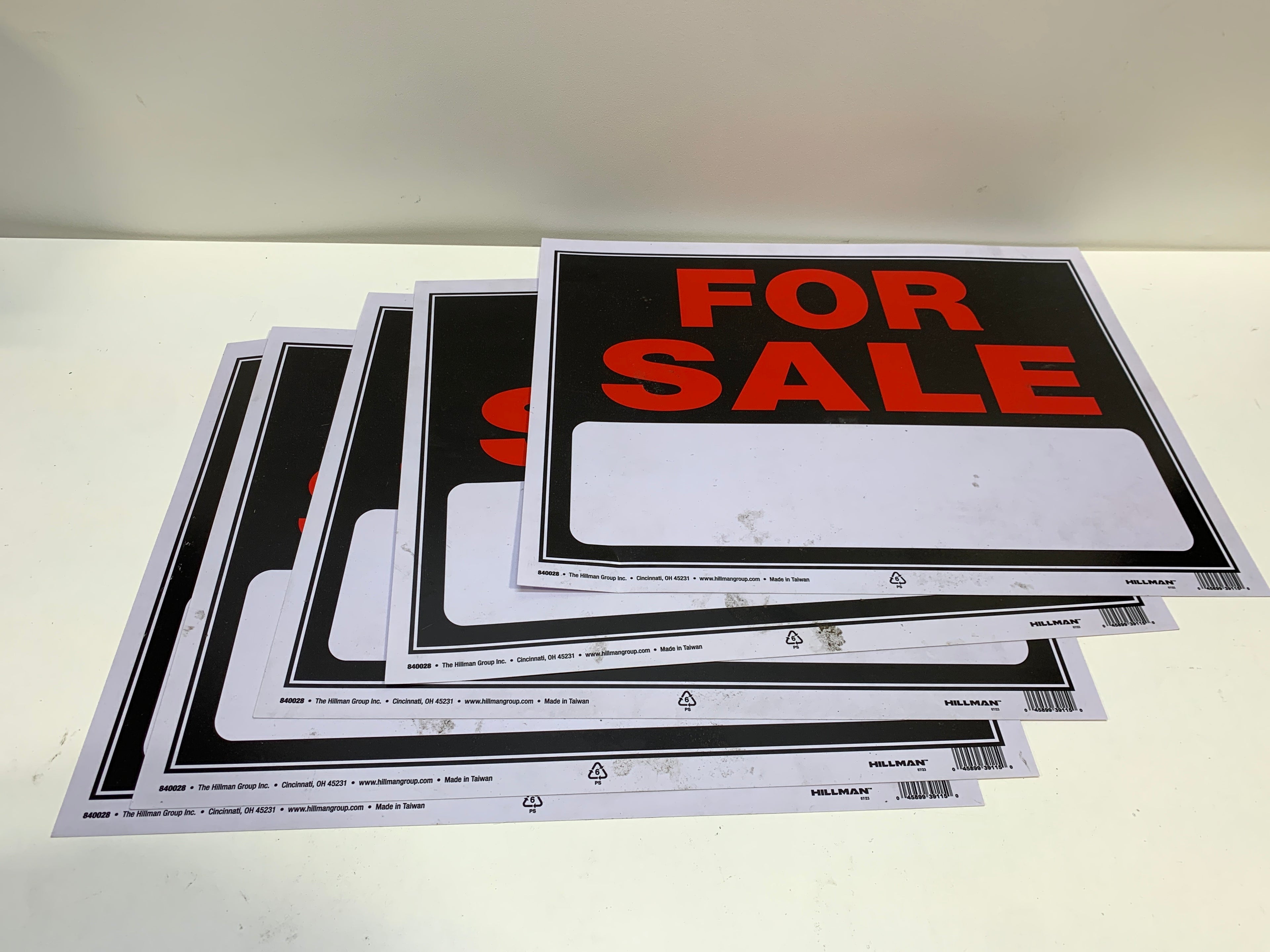 5 Hillman 840028 for Sale Sign with Space for Fill in Black and Red Plastic 15x19 Inches - *Tools Hardware & Misc