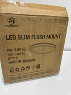 2 x Energetic 14 Slim LED Flush Mount Light Fixture. Brushed Nickel