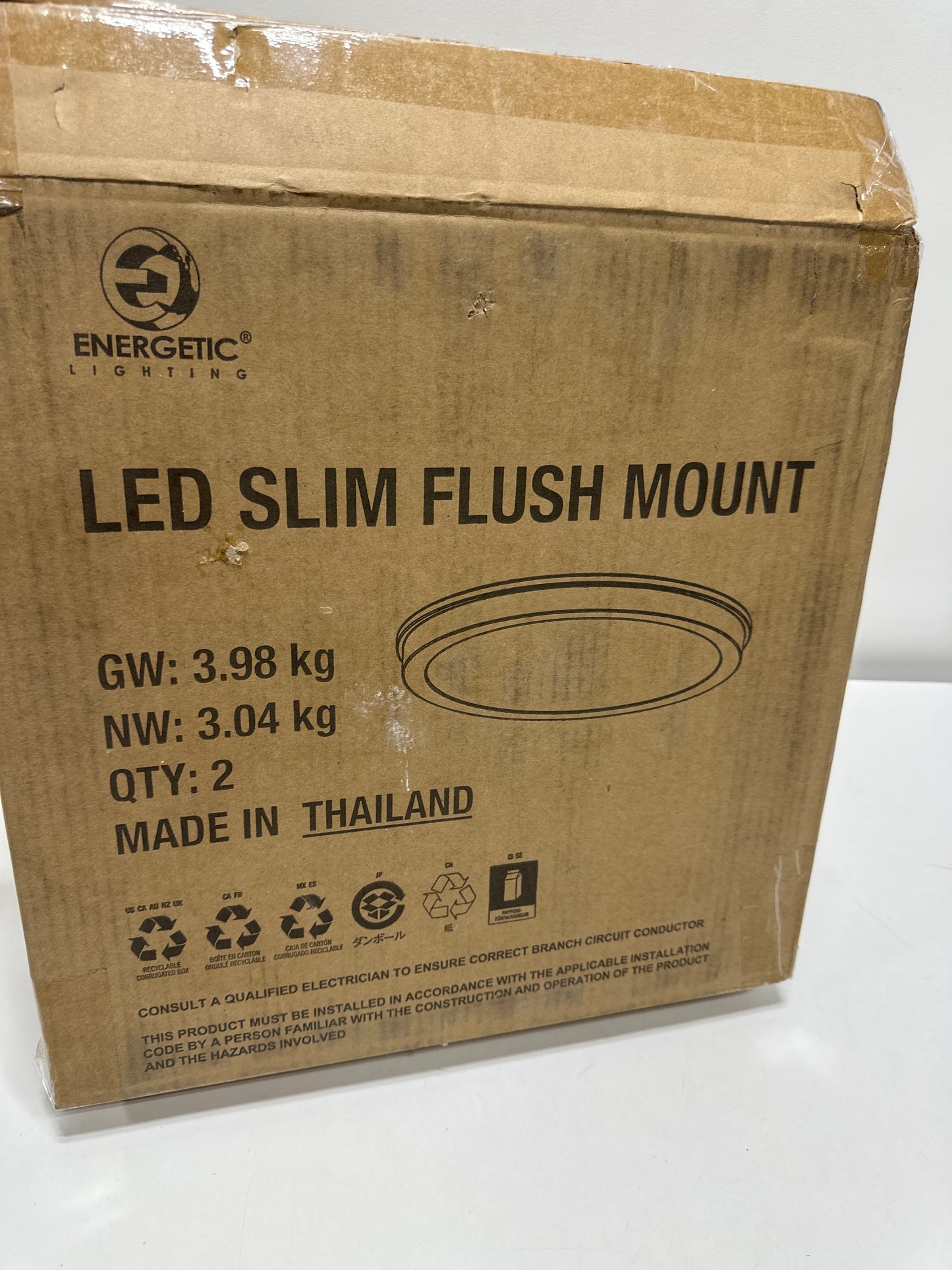 2 x Energetic 14 Slim LED Flush Mount Light Fixture. Brushed Nickel