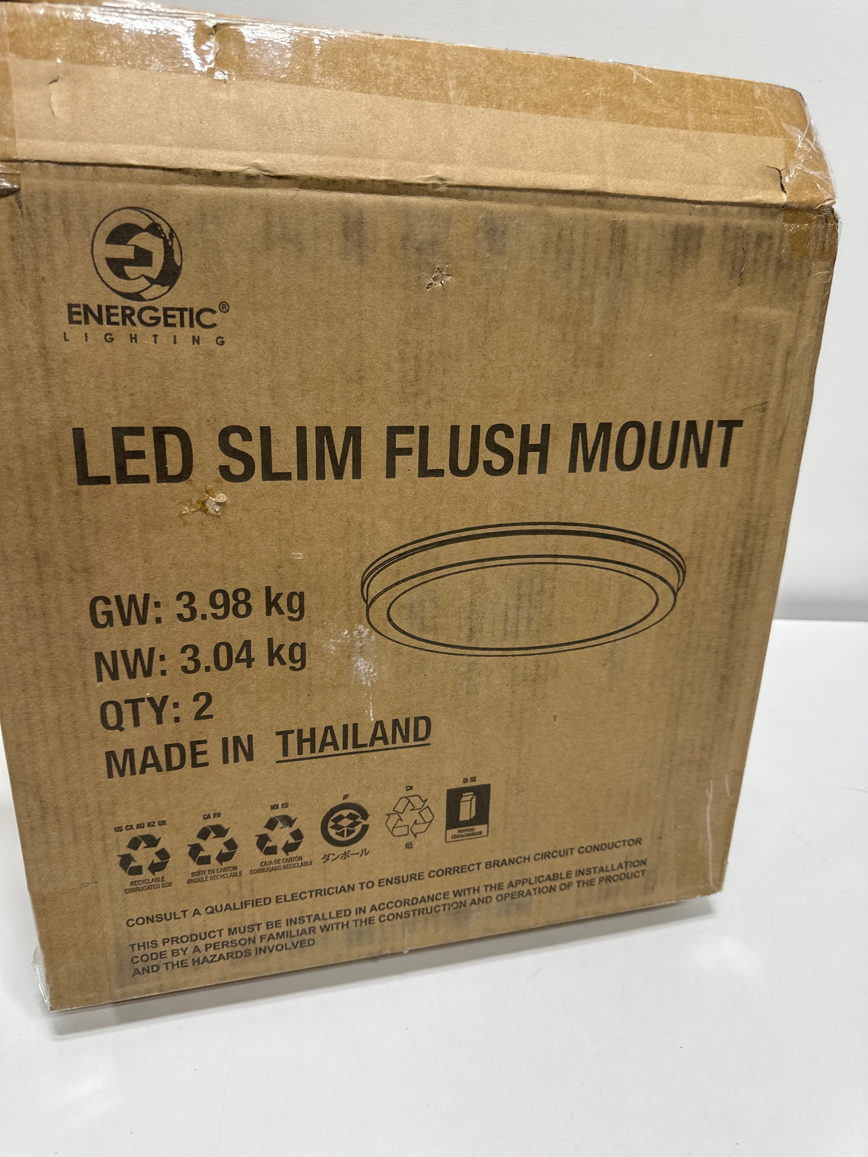 2 x Energetic 14 Slim LED Flush Mount Light Fixture. Brushed Nickel