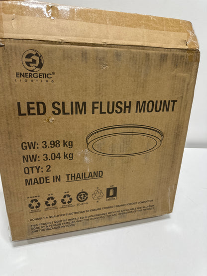 2 x Energetic 14 Slim LED Flush Mount Light Fixture. Brushed Nickel