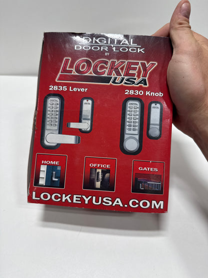 Lockey Mechanical Keyless Lever Lock with Passage Function and Jet Black Finish