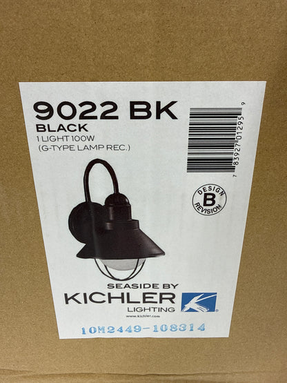 Kichler Seaside 12" 1 Light Outdoor Wall Light with Glass Globe Black