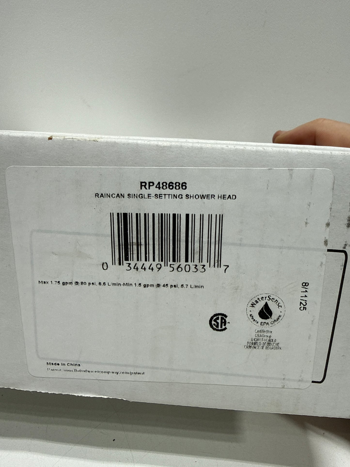 Delta 1.75 GPM Universal 7-1/2" Wide Rain Shower Head  Chrome