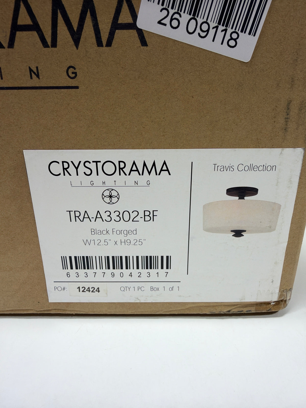 Crystorama Travis 12 Inch 2 Light Semi Flush Mount Travis - TRA-A3302-BF - Transitional