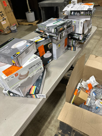 20 x 14 x 18 Box Lot of Lighting/ Electrical Rough in's Metal & Commercial Parts