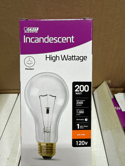 24 x 200-Watt High Lumen Clear A21 Medium E26 Soft White (2700K) Utility Incandescent Light Bulb