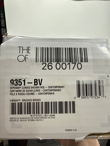 Kohler K-9351 Expanse 60" - 72" Adjustable Curved Shower Rod with Contemporary Design Vibrant Brushed Bronze