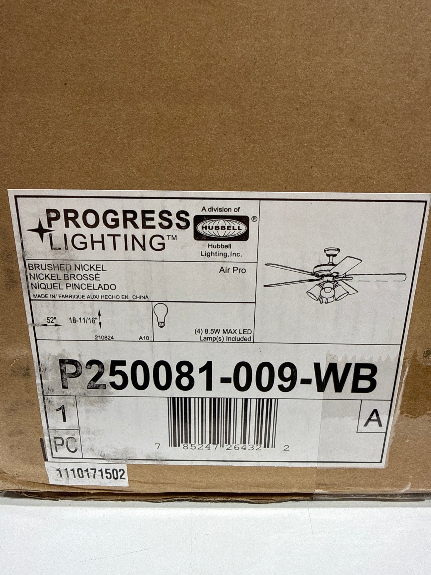 AirPro 52 in. Brushed Nickel 5-Blade AC Motor Transitional Ceiling Fan with Light