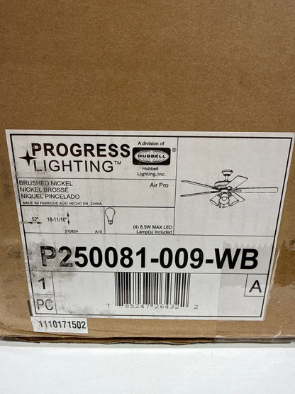 AirPro 52 in. Brushed Nickel 5-Blade AC Motor Transitional Ceiling Fan with Light