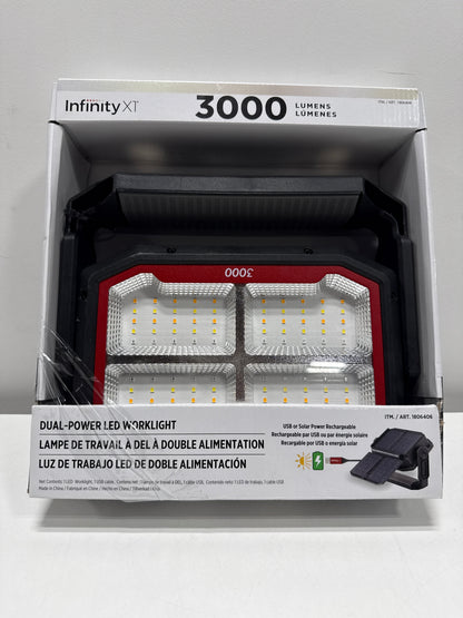 Infinity X1 Dual Powered Solar Work Light 3000 Lumen