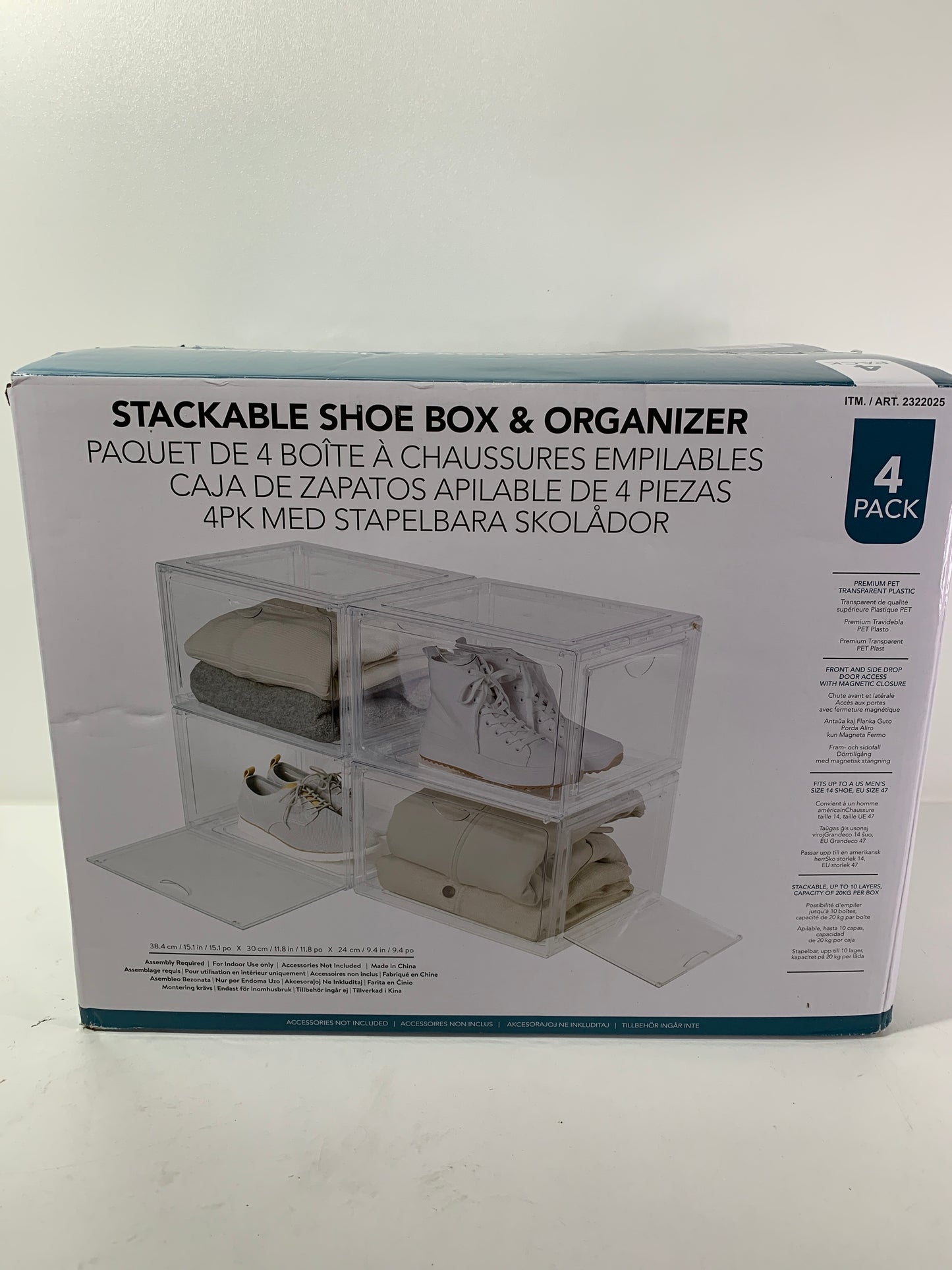 Kirkland Stackable Shoe Box & Organizer 4 Pack