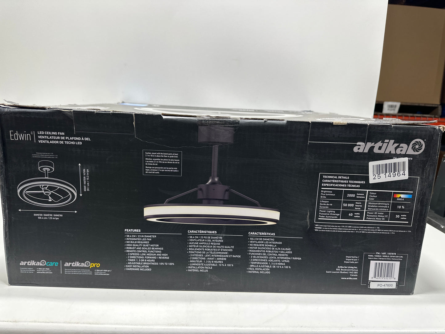 Artika Edwin 23’’ LED Chandelier Ceiling Fan - Ligh