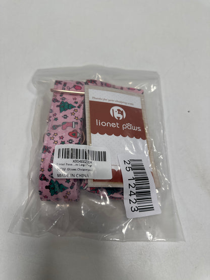 Lionet Paws Christmas Dog Collar, Cute Winter Pink Dog Collar for Large Dogs, Adjustable Cotton Gloves Pet Collars for Medium Large Dogs