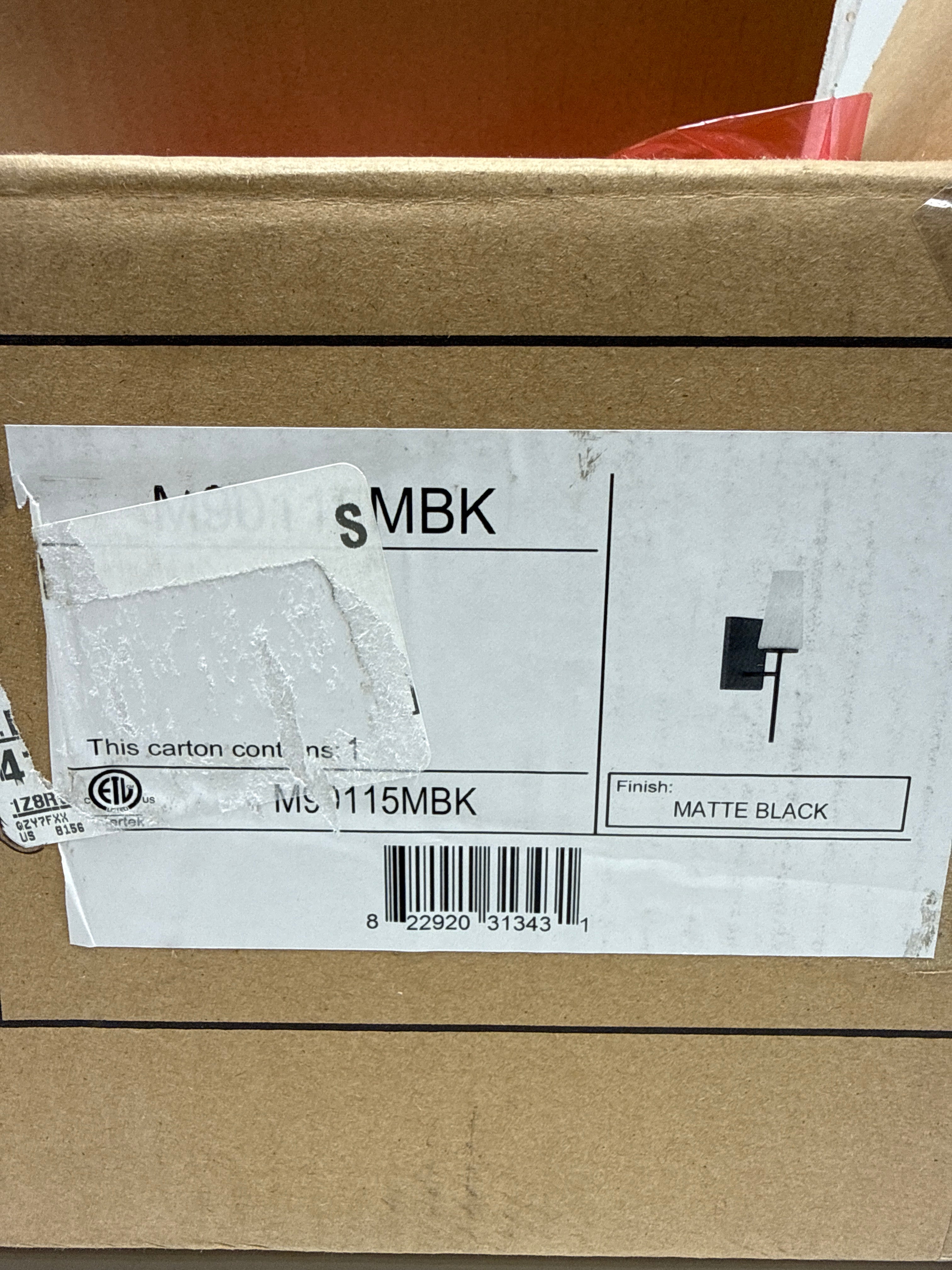 Meridian M90115MBK 1-Light Wall Sconce in Matte Black