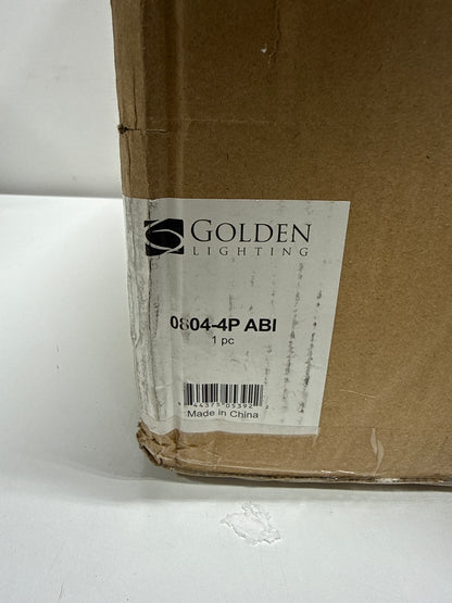 Golden Lighting 0804-4P ABI Abingdon 4 Light 21.25 Inch Antique Black Iron Pendant Ceiling Light
