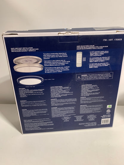 Energetic 14 Slim LED Flush Mount Light Fixture. Brushed Nickel