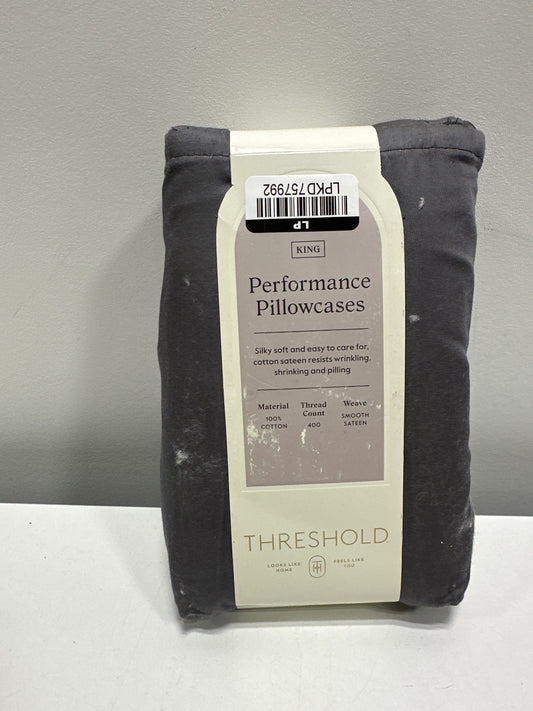 King Solid Performance 400 Thread Count Pillowcase Set Dark Gray - Threshold™: Cotton Sateen, Wrinkle-Resistant, 2-Pack