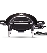 Vanston Outdoor Electric Barbecue Grill & Smoker Black - Great Small Spaces such as Patios Balconies and Decks 1500W