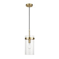 Globe Electric 61209 1-Light Pendant Light, Brass, Clear Glass Shade, Vintage Edison