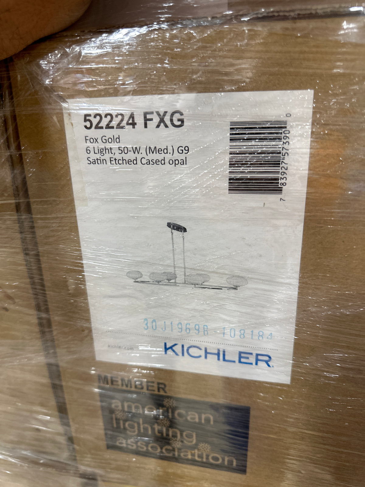 Kichler 52224 Pim 6 Light 48" Wide Linear Chandelier Fox Gold Indoor Lighting Chandeliers