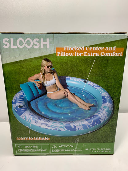 Sloosh Tanning Pool Lounger Float, Luxury Fabric Large Pool Floats Inflatable Lake Float IHeavy Duty Suntan Tub for Lake, Outdoor, Backyard, Swimming