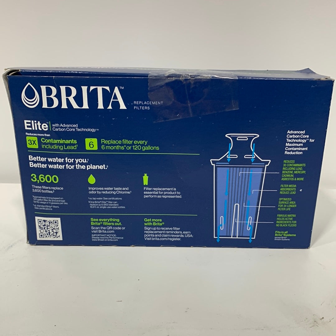 BRITA ELITE Water Filter Pitcher Replacement Filter, 4 Count